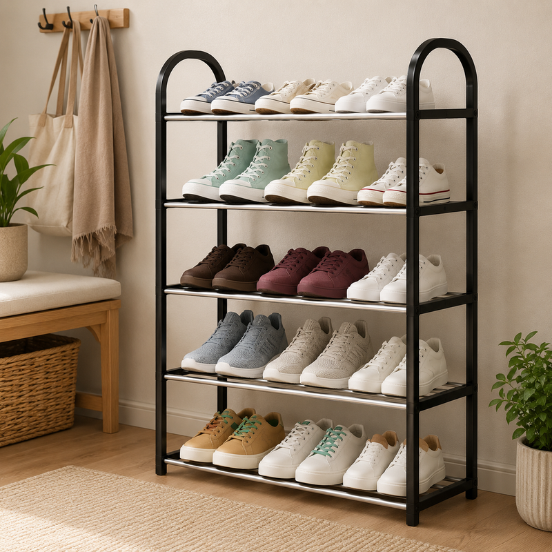 Sapateira de Porta 5 Andares | Organize Até 15 Pares com Praticidade