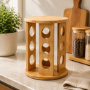 Porta Temperos Giratório | 12 Potes em Bambu Luxo para Cozinha