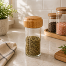 Porta Temperos Giratório | 12 Potes em Bambu Luxo para Cozinha